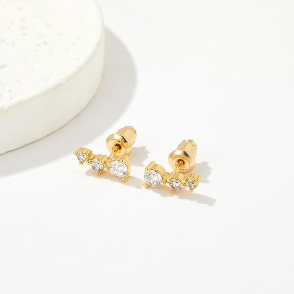 Gold Earrings for Women Trendy 14k Gold Plated Earrings Set Dainty Gold Stud - Picture 7 of 8